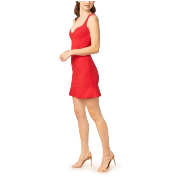 Dress The Population Red Mini Dress Sz M Esme Holiday Sweetheart Ruffle Cocktail - Picture 2 of 12